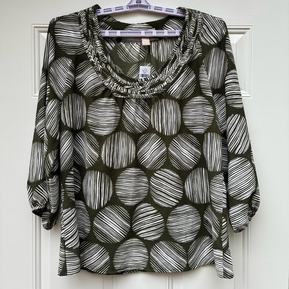 Banana Republic Womens Sz XL Blouse Sheer Lightweight Olive